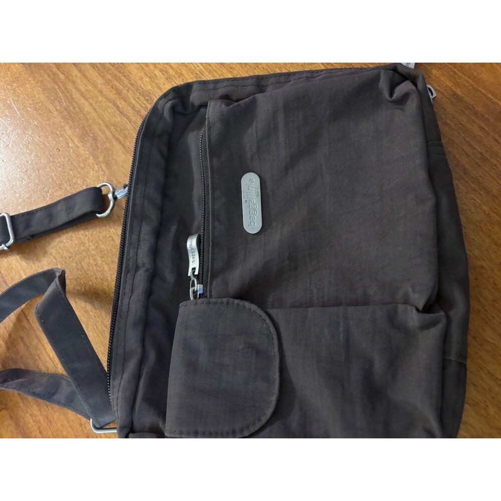 BAGGALLINI PURSE dark brown crossbody waist bag travel pockets utility nylon - Picture 3 of 6